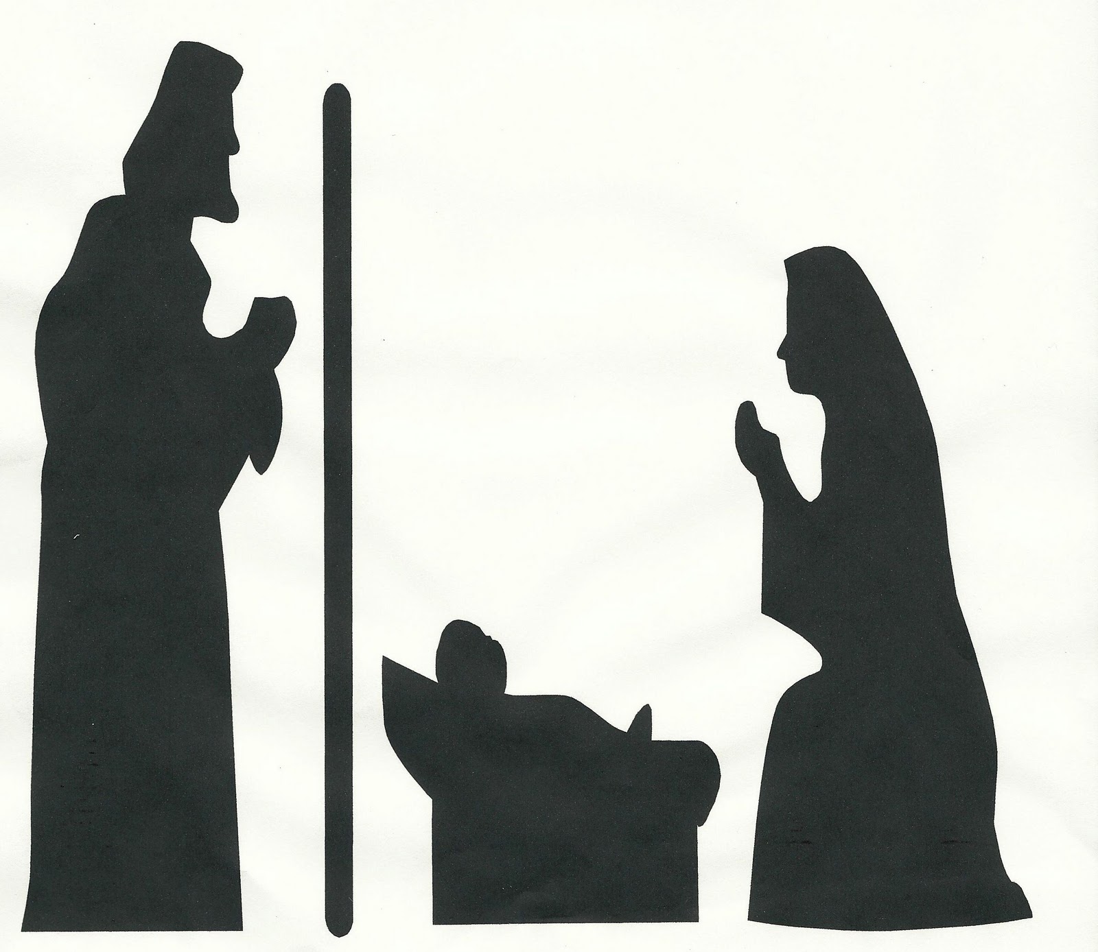 Black And White Silhouette Of The Birth Of Jesus Christ Free Image Download