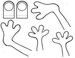 Black and white drawing of the puppet parts clipart