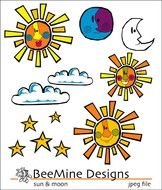 clipart with month and sun with stars