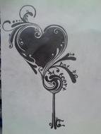 tattoo drawing with black heart