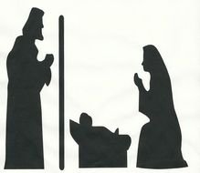 black and white silhouette of the birth of Jesus Christ