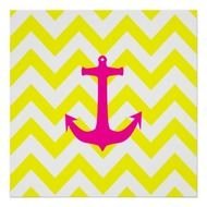 Neon Pink Chevron With Anchor
