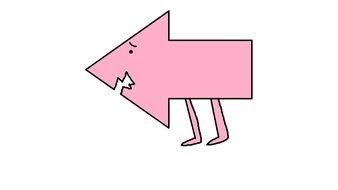 cartoon pink arrow with teeth