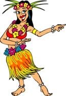 girl in hawaiian costume as a graphic illustration