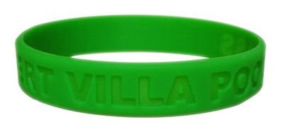 green bracelet with the inscription