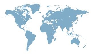 blue world map on a white background