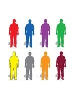 silhouettes of people of different colors on a white background