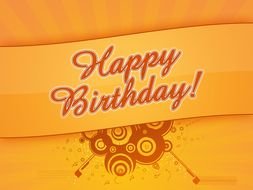 orange Happy Birthday Clip Art drawing