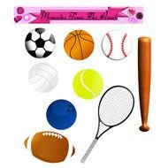 sports attributes with balls of different sports