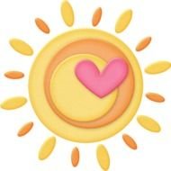 pink heart on a background of the sun