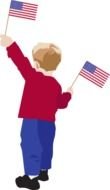 Ä°llustration of American Flags and boy