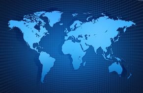 blue World Map at abstract background