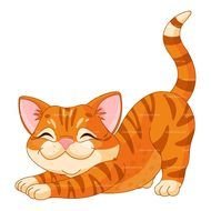 stretching red cat