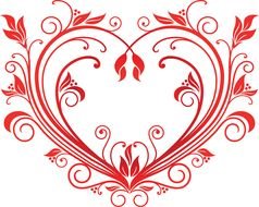 Valentine Hearts, red floral ornament