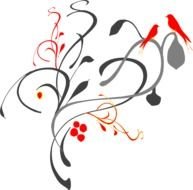 Birds On A Branch Black Grey Clip Art N2