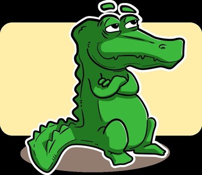 thoughtful cartoon crocodile