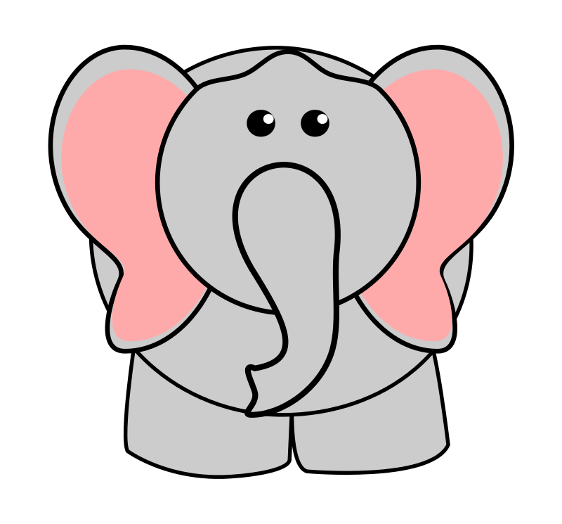 Gray elephant with pink ears on a black background free image download