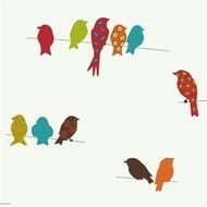 colorful birds on wire