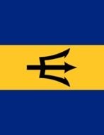 Clipart of yellow-blue flag with a trident