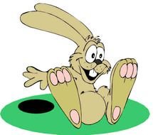 funny rabbit on the lawn as a graphic illustration