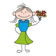 Cartoon Girl With Flower