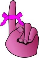 pink bow on a finger as a graphic illustration