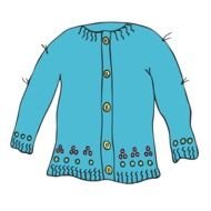 cartoon blue cardigan