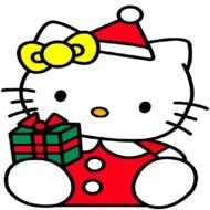 drawn Hello Kitty in a Christmas costume