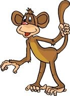 cartoon monkey with a raised tail on a white background