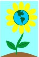painted flower with a core in the form of a planet