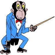 drawing of a monkey with a pointer in his hand