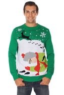 man in a green New Years sweatshirt