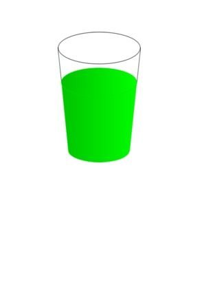 drawing of a glass with green liquid