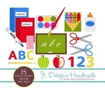 INSTANT DOWNLOAD School Supplies Digital By JDesignsHandmade $400