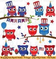 Fourth Of July Owl Clipart Clip Art Happy 4th By PinkPueblo $600