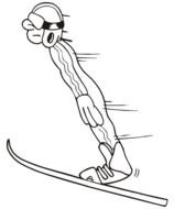 black and white sketch of an athlete skiing