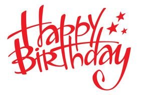 red inscription "happy birthday" as picture for clipart