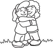 Hug Black And White drawing