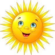 happy orange sun over white background