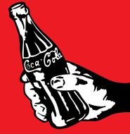 bottle of Coca Cola on the red background