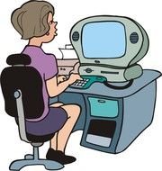 cartoon woman at work place