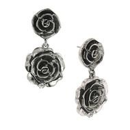 Silver Roses Drop Earrings