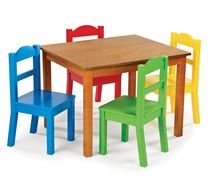 children's table and colorful chairs