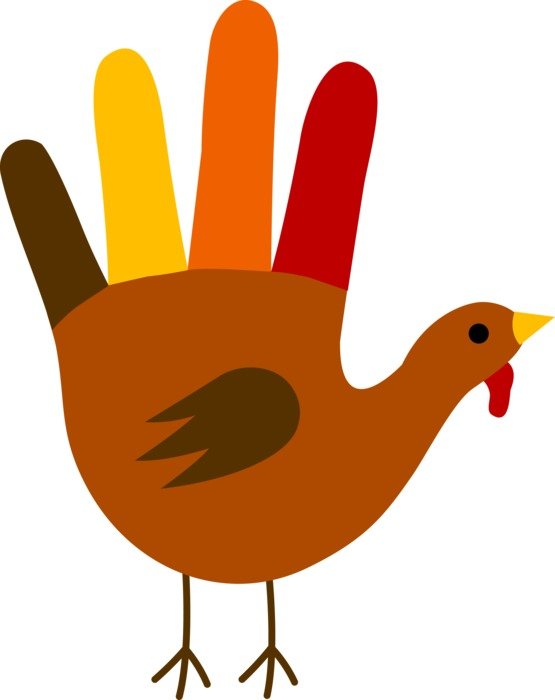 Turkey in form of painted palm, drawing