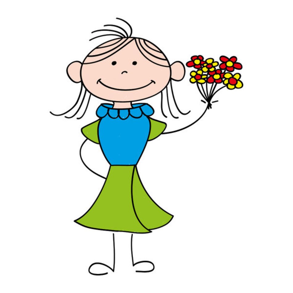 Cartoon Girl With Flower