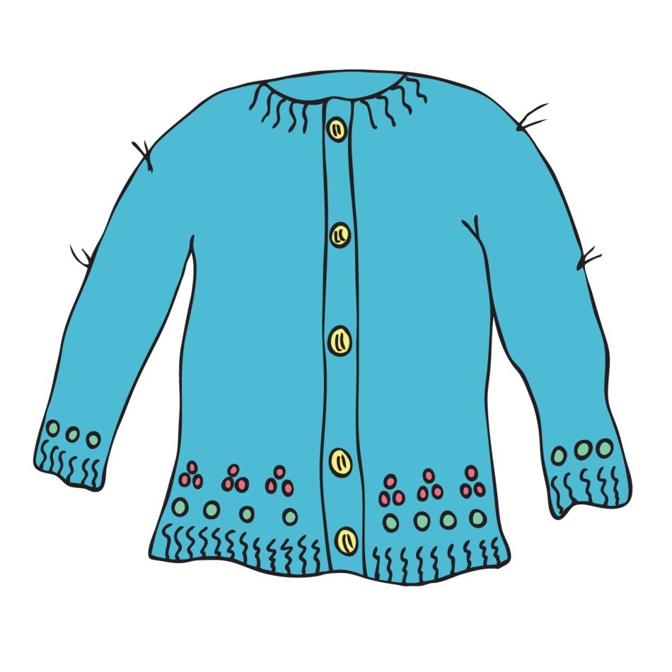 cartoon blue cardigan