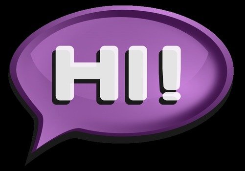 hi, white Word on purple Bubble, Clip Art