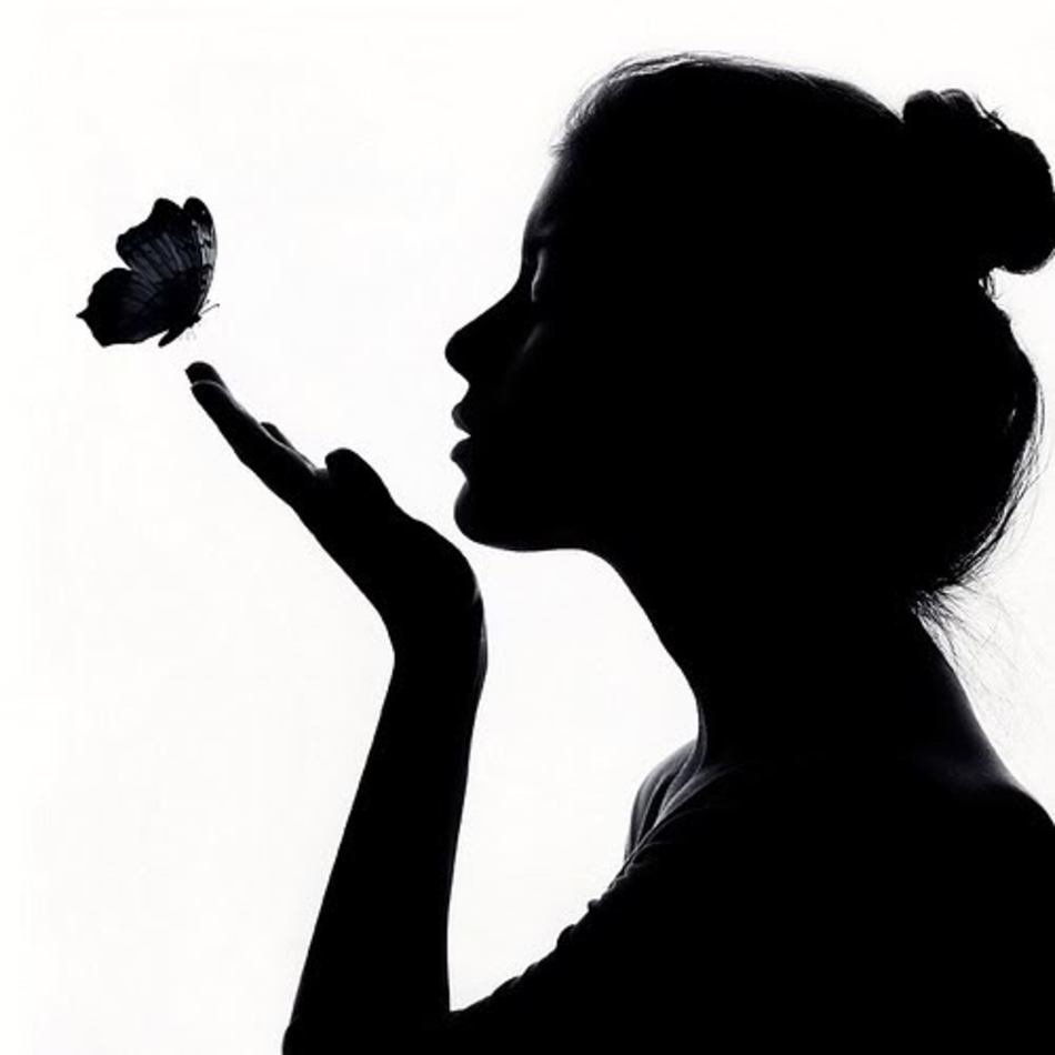Butterfly Black And White Girl