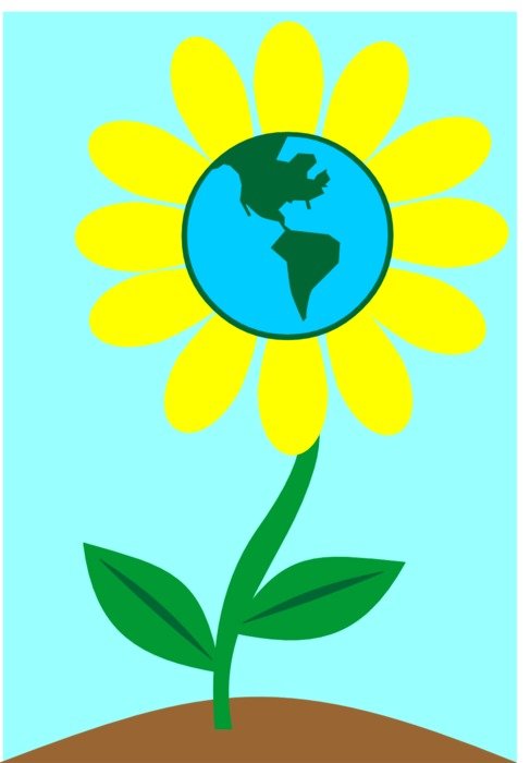 painted flower with a core in the form of a planet