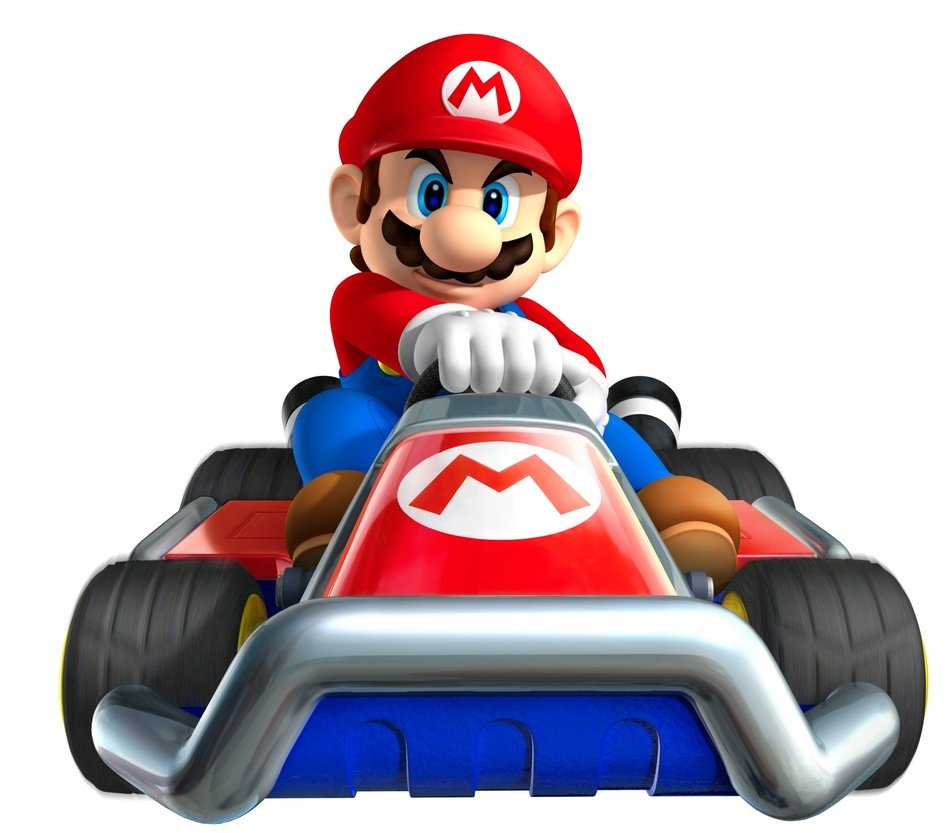 super mario on the kart as a graphic image